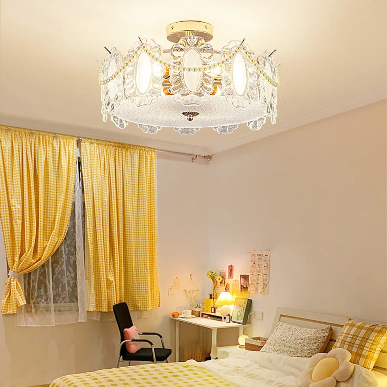 8" Modern Semi Flush Mount Ceiling Light for Living Room Image - 2 | homeyfad