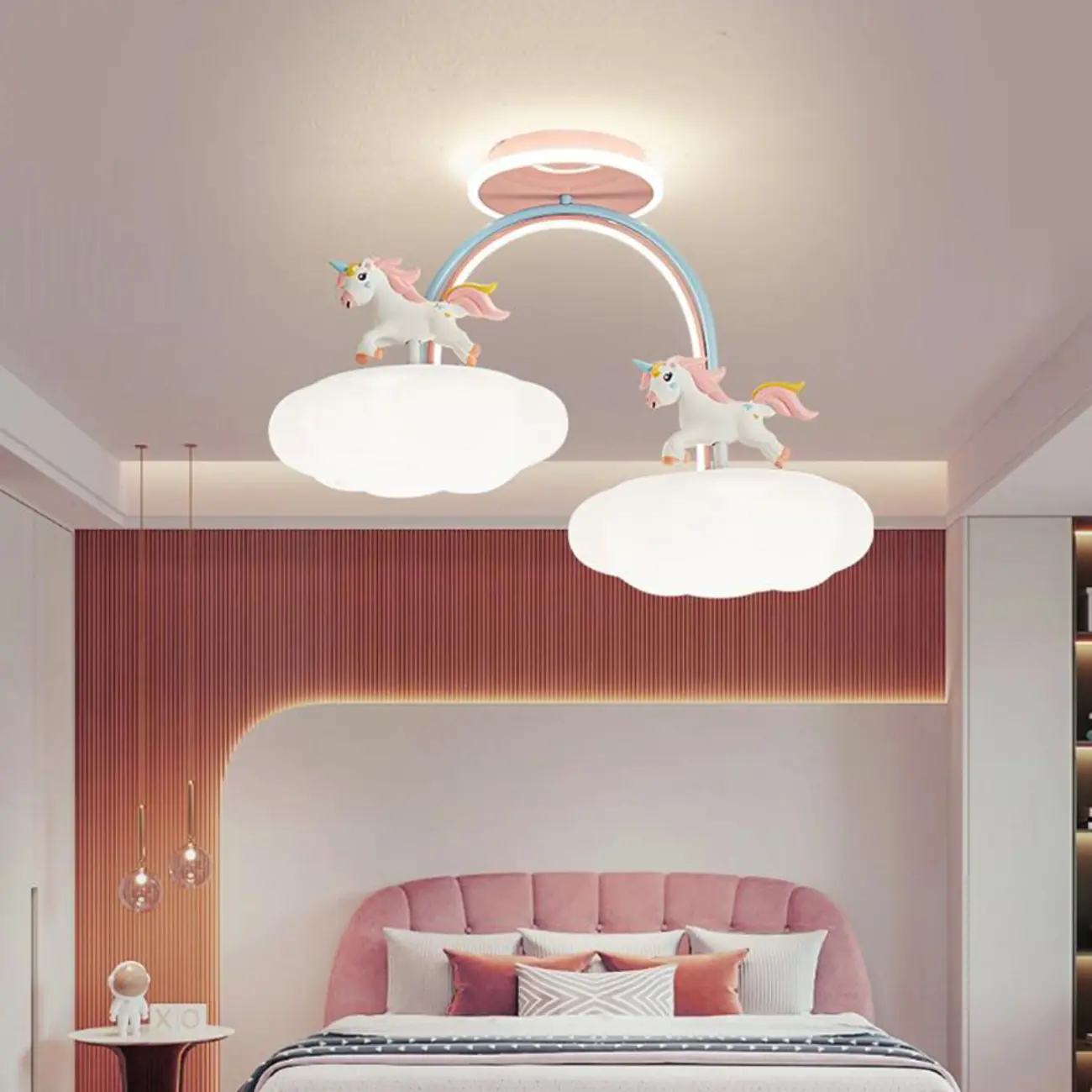 Kids Dimmable Semi-Flush Mount Ceiling Light for Bedroom Image - 1 | homeyfad