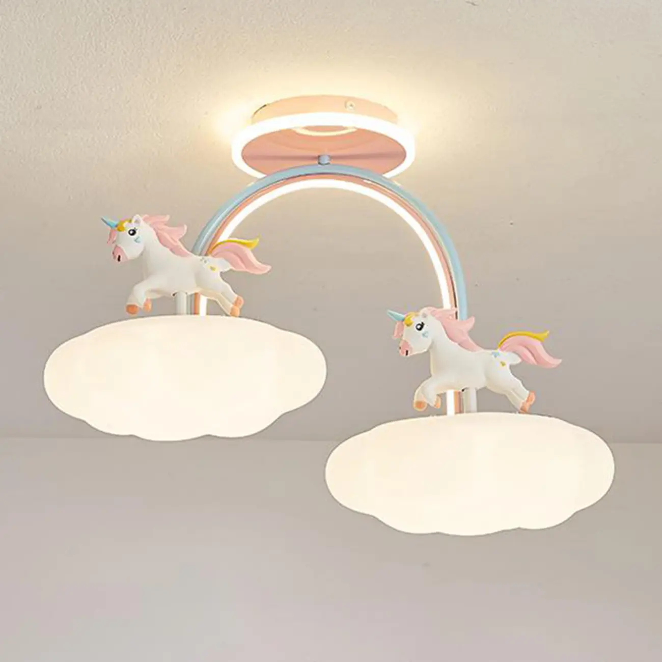 Kids Dimmable Semi-Flush Mount Ceiling Light for Bedroom Image - 3 | homeyfad