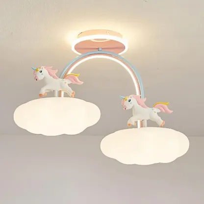 Kids Dimmable Semi-Flush Mount Ceiling Light for Bedroom Image - 3