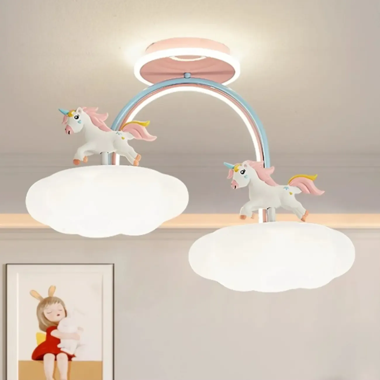 Kids Dimmable Semi-Flush Mount Ceiling Light for Bedroom | HomeyFad	