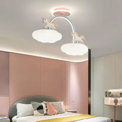 Kids Dimmable Semi-Flush Mount Ceiling Light for Bedroom Image - 5