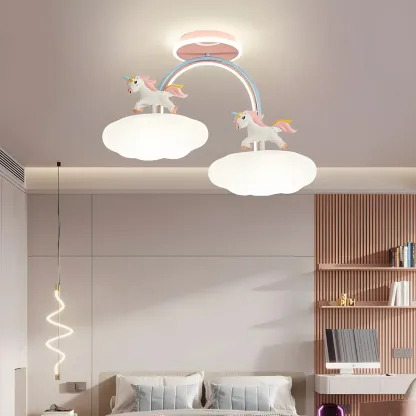 Kids Dimmable Semi-Flush Mount Ceiling Light for Bedroom Image - 13