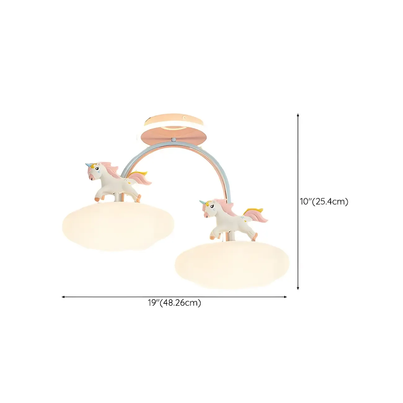 Kids Dimmable Semi-Flush Mount Ceiling Light for Bedroom #size