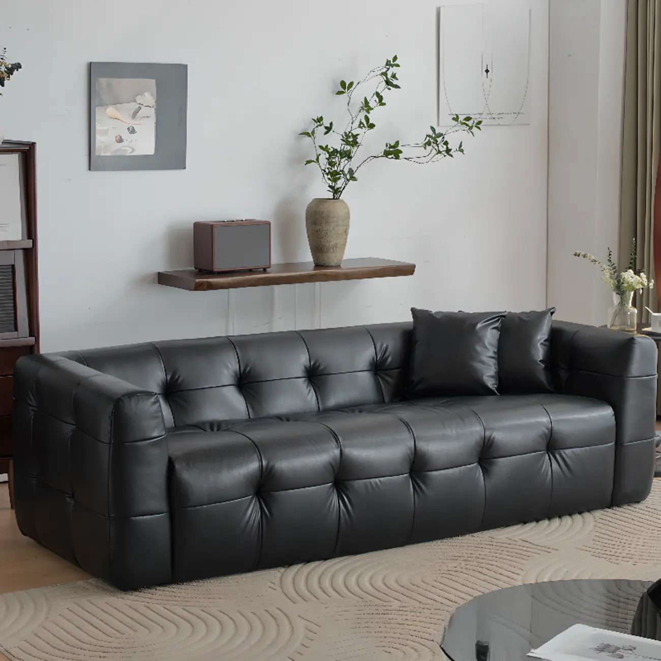 Sleek Black Sofa with Modern Design for Living Room Image - 1 | homeyfad