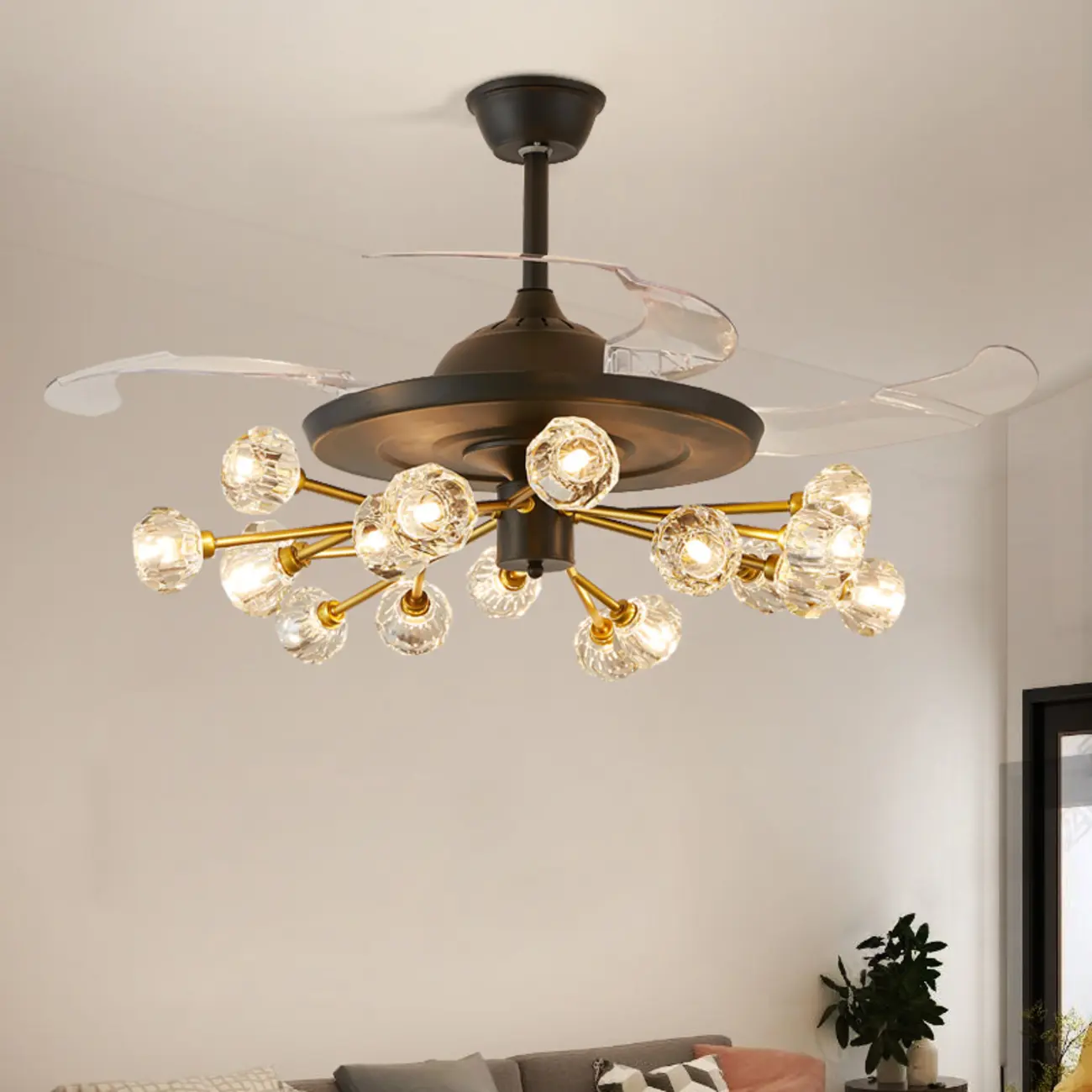 Retractable 3-Blade Ceiling Fans with Lights and Remote Image - 1 | homeyfad