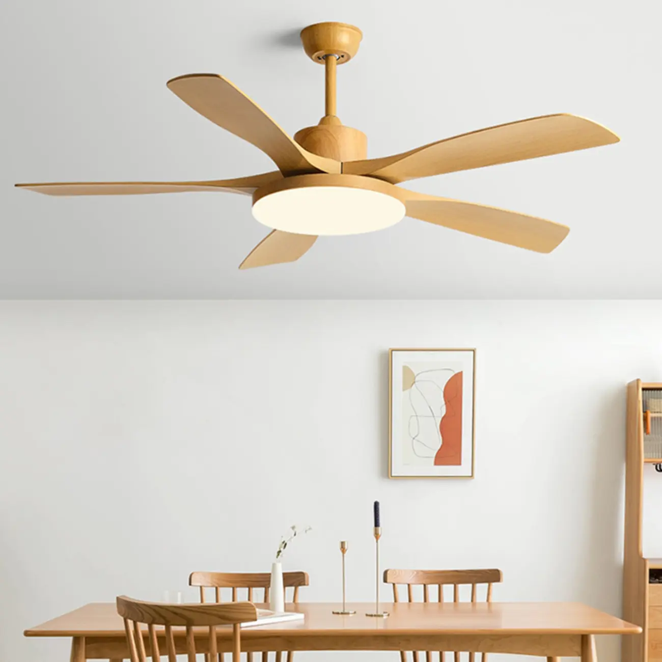 5- Blade Metal Ceiling Fans with Remote and Dimmable Light Image - 1 | homeyfad