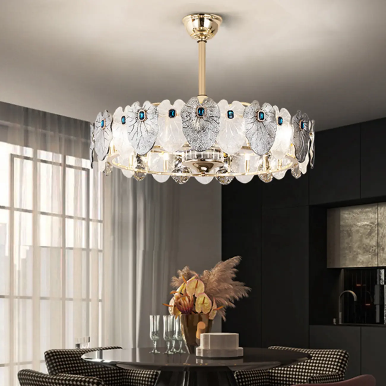 Smart Gold Ceiling Fans with Lights and Clear Blades Image - 1 | homeyfad