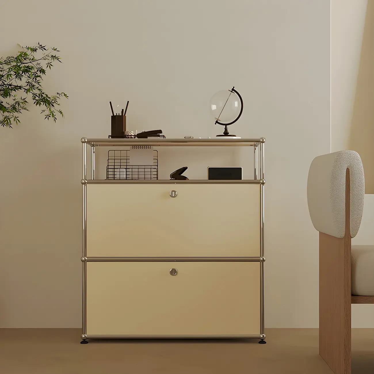 Elegant Metal Filing Cabinet with Shelves for Office Image - 2 | homeyfad
