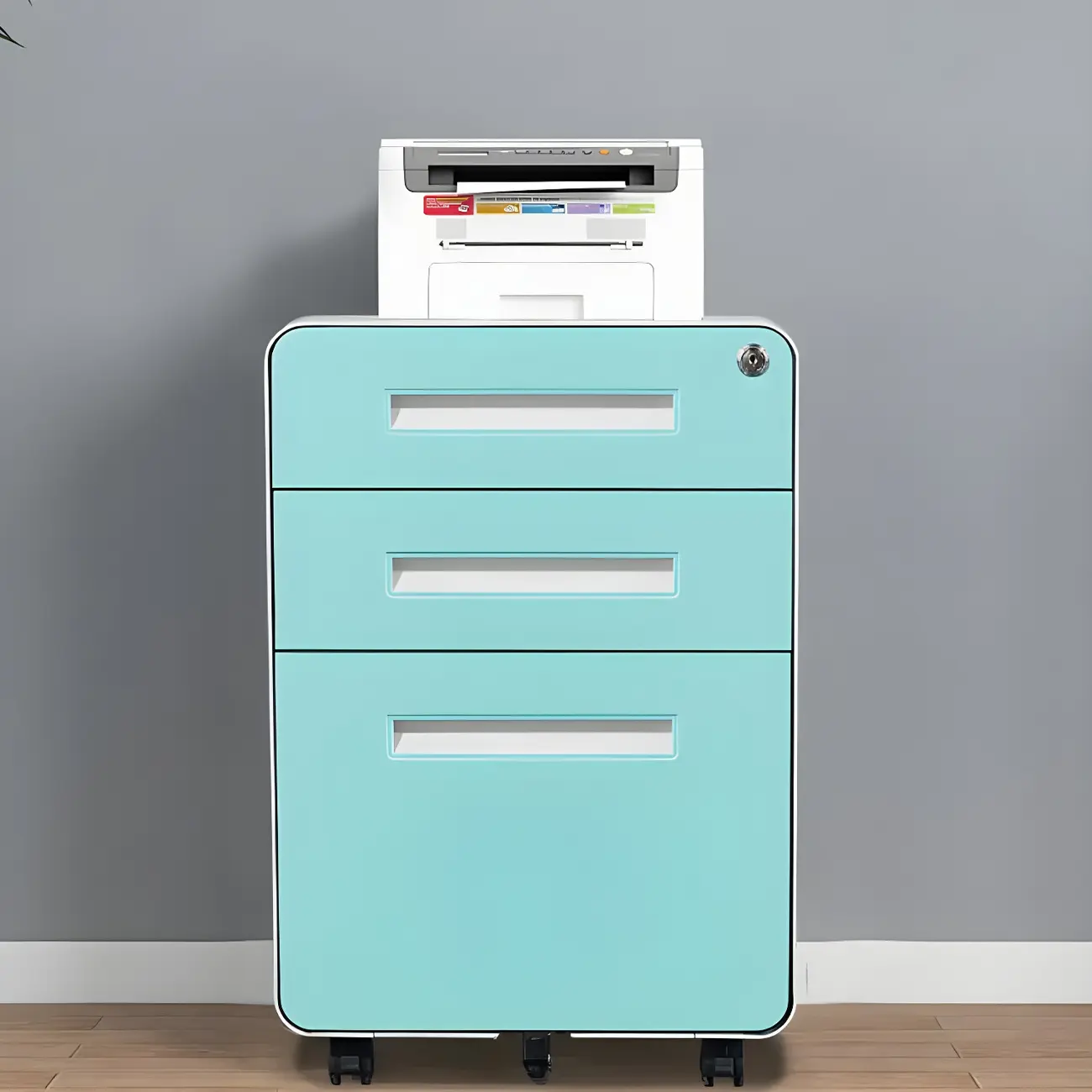 19.5"Classic Vertical Metal Filing Cabinet with Wheels for Office Image - 2 | homeyfad