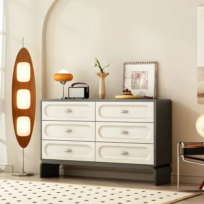 Modern White Wood Bachelor Chest with 6-Soft Close Drawers Image - 1