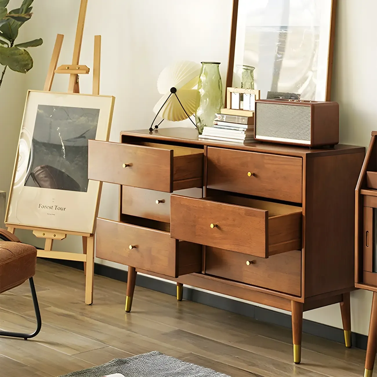 Stylish Wooden Dressers with Gold Accents and Drawers for Home Image - 1