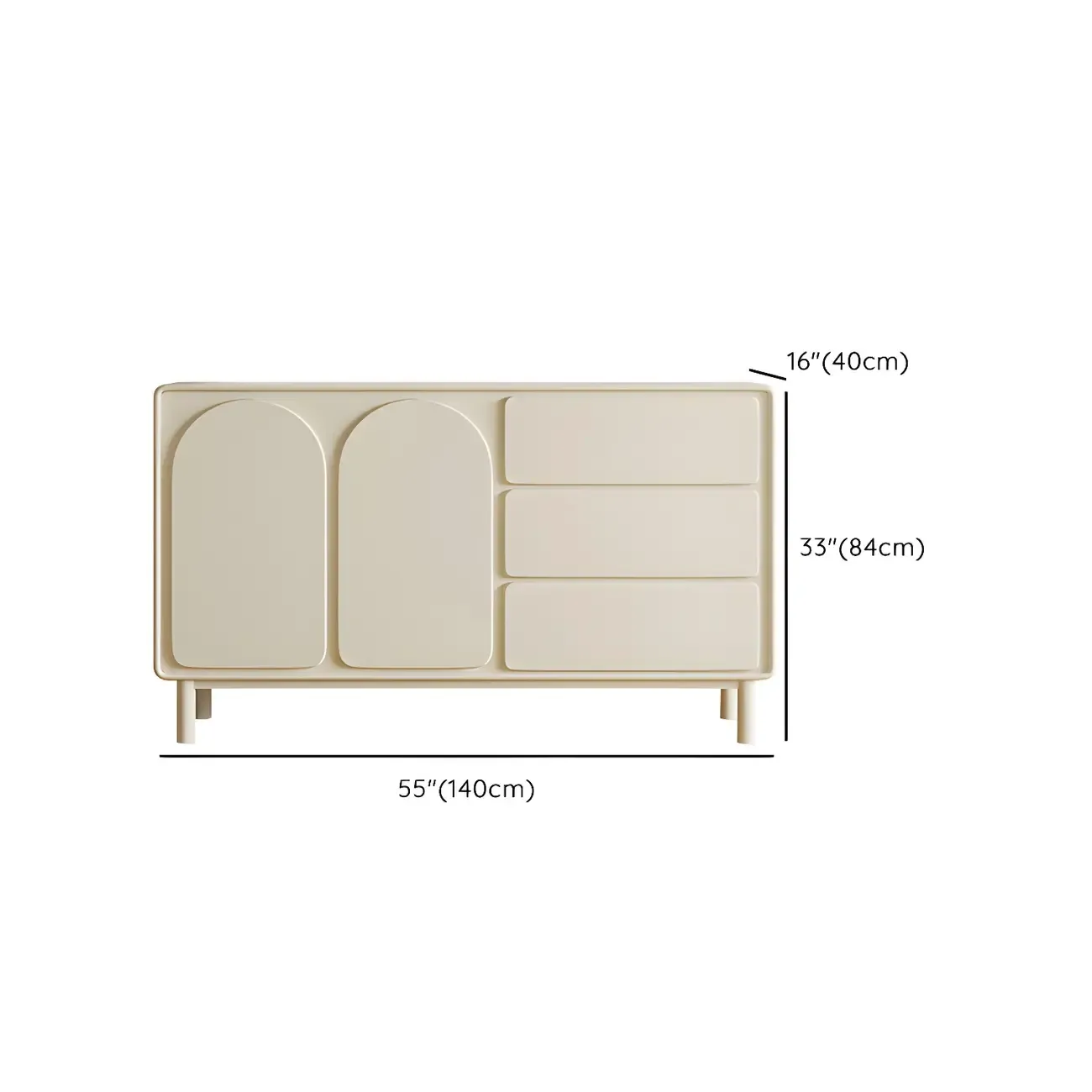 Durable Off-White Wooden Combo Dresser with Shelves for Home #size