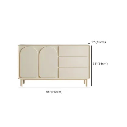 Durable Off-White Wooden Combo Dresser with Shelves for Home #size