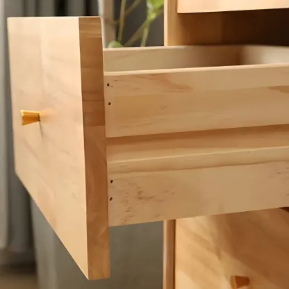 Retro Natural Wood Combo Dresser with Cabinets and Shelves Image - 6