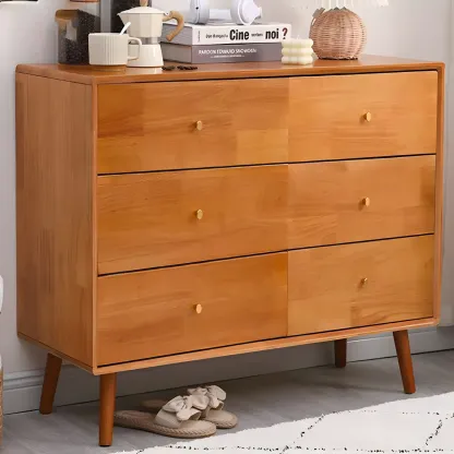 Retro Natural Wood Combo Dresser with Cabinets and Shelves Image - 13