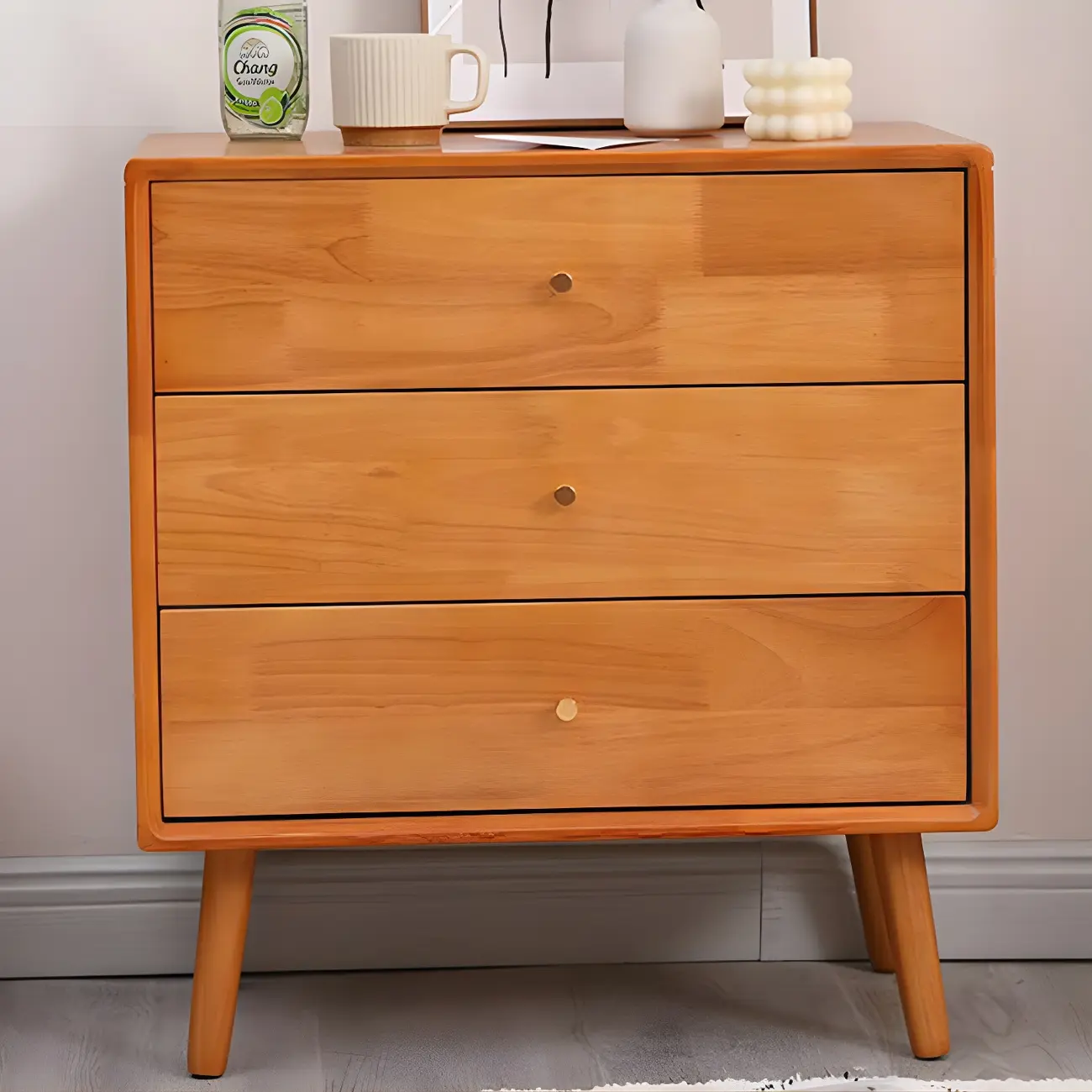 Retro Natural Wood Combo Dresser with Cabinets and Shelves Image - 16 | homeyfad