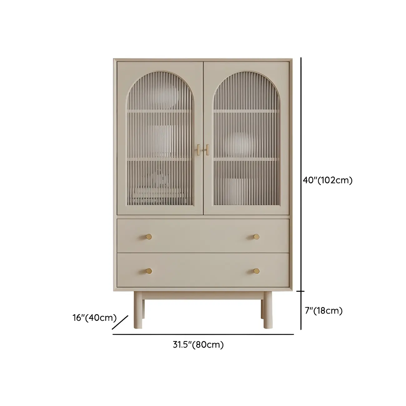 Elegant Wooden Combo Dresser with Shelves and 4-Drawers #size