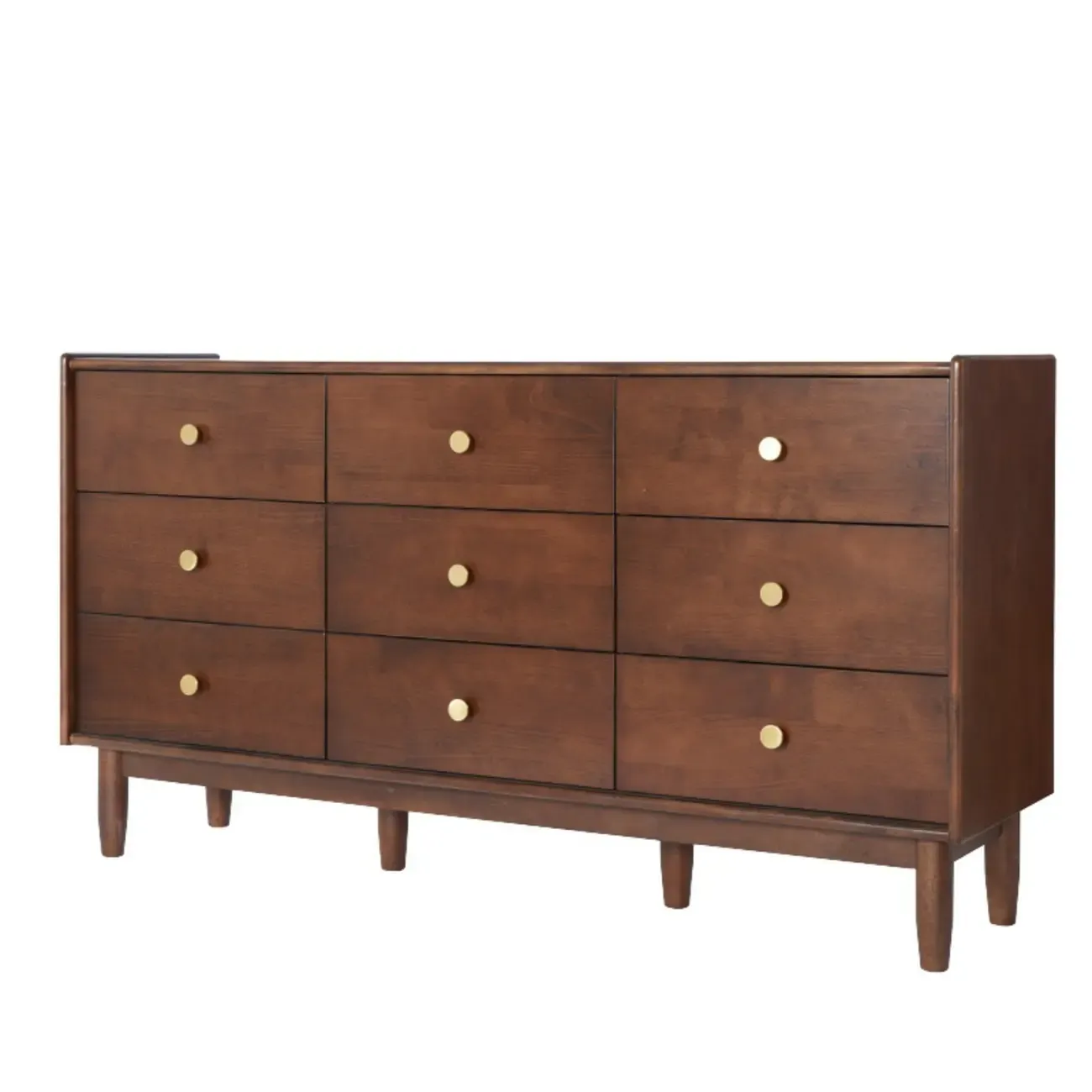 Traditional Brown Wooden Dresser with 6-Soft Closing Drawers Image - 9