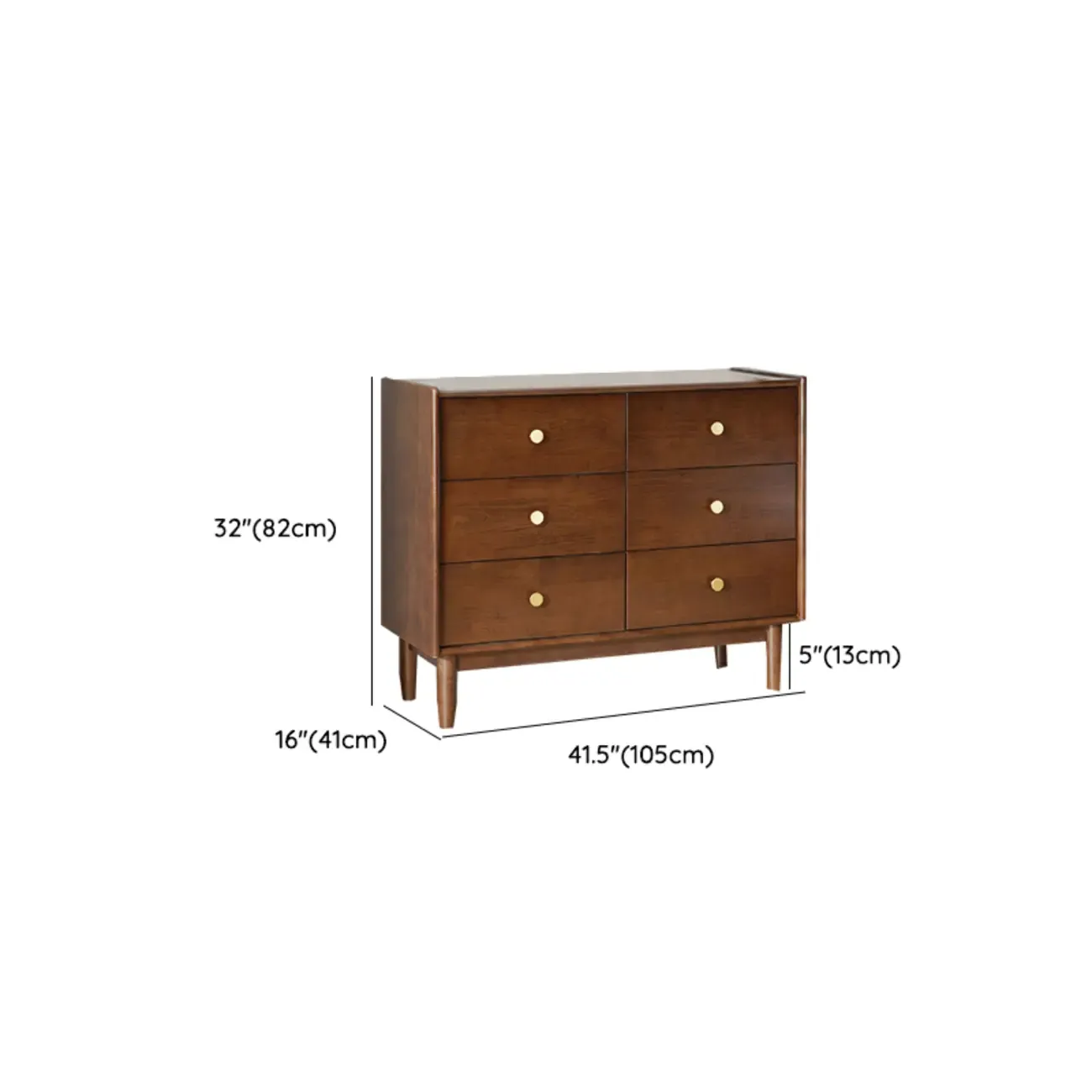 Traditional Brown Wooden Dresser with 6-Soft Closing Drawers Image - 17
