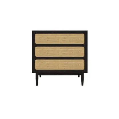 Tropical Wooden Dresser with Drawers and Gold Handles for Home Image - 4