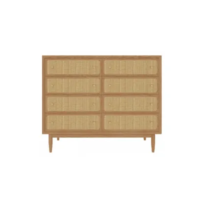 Tropical Wooden Dresser with Drawers and Gold Handles for Home Image - 9