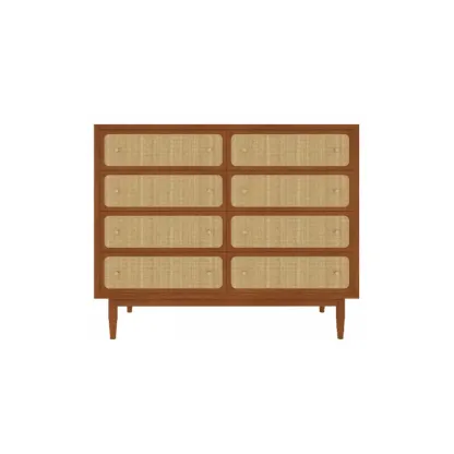 Tropical Wooden Dresser with Drawers and Gold Handles for Home Image - 11