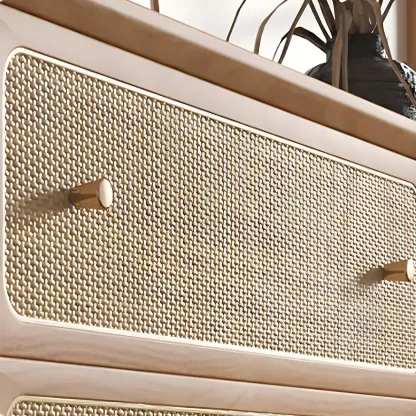 Tropical Wooden Dresser with Drawers and Gold Handles for Home Image - 14