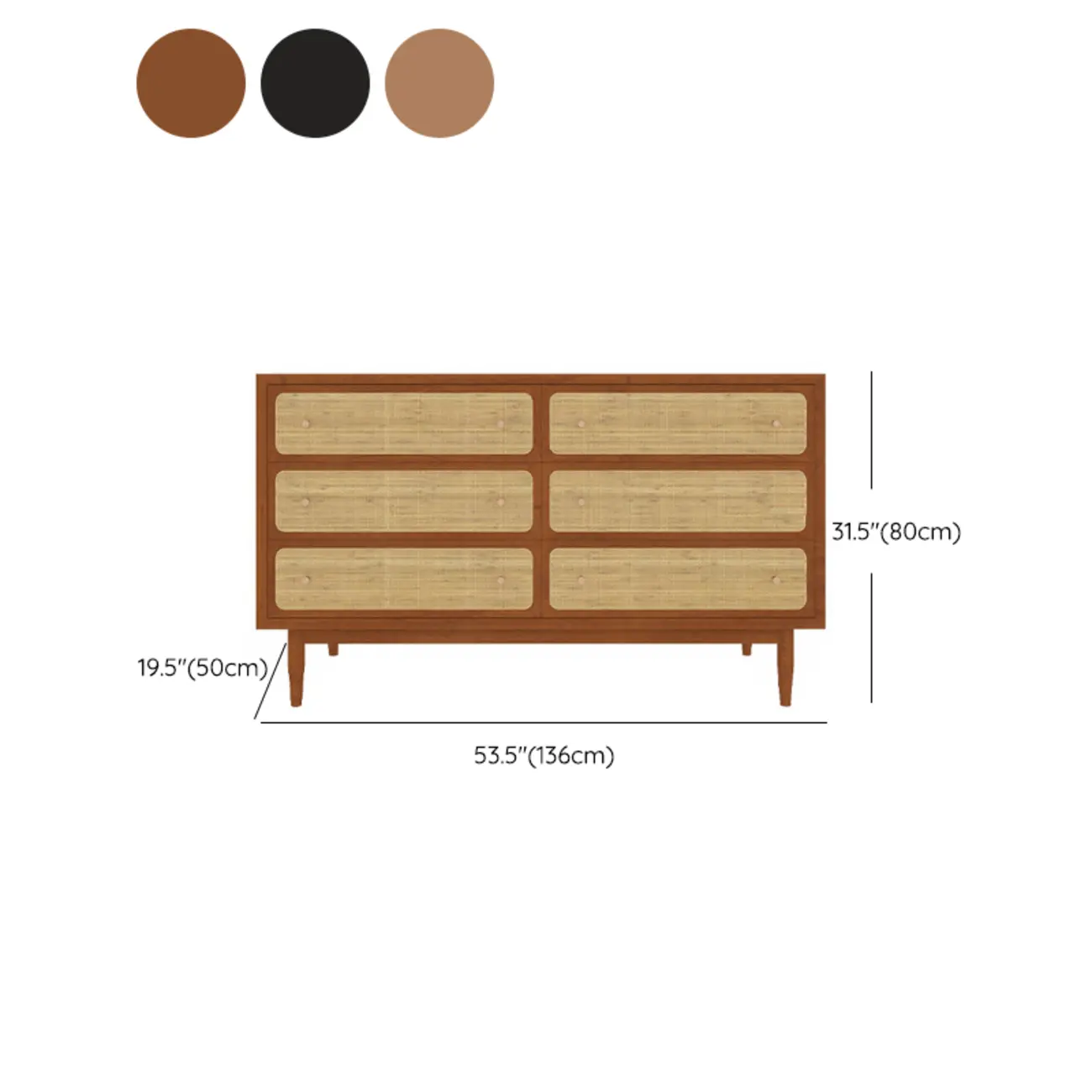 Tropical Wooden Dresser with Drawers and Gold Handles for Home #size | homeyfad