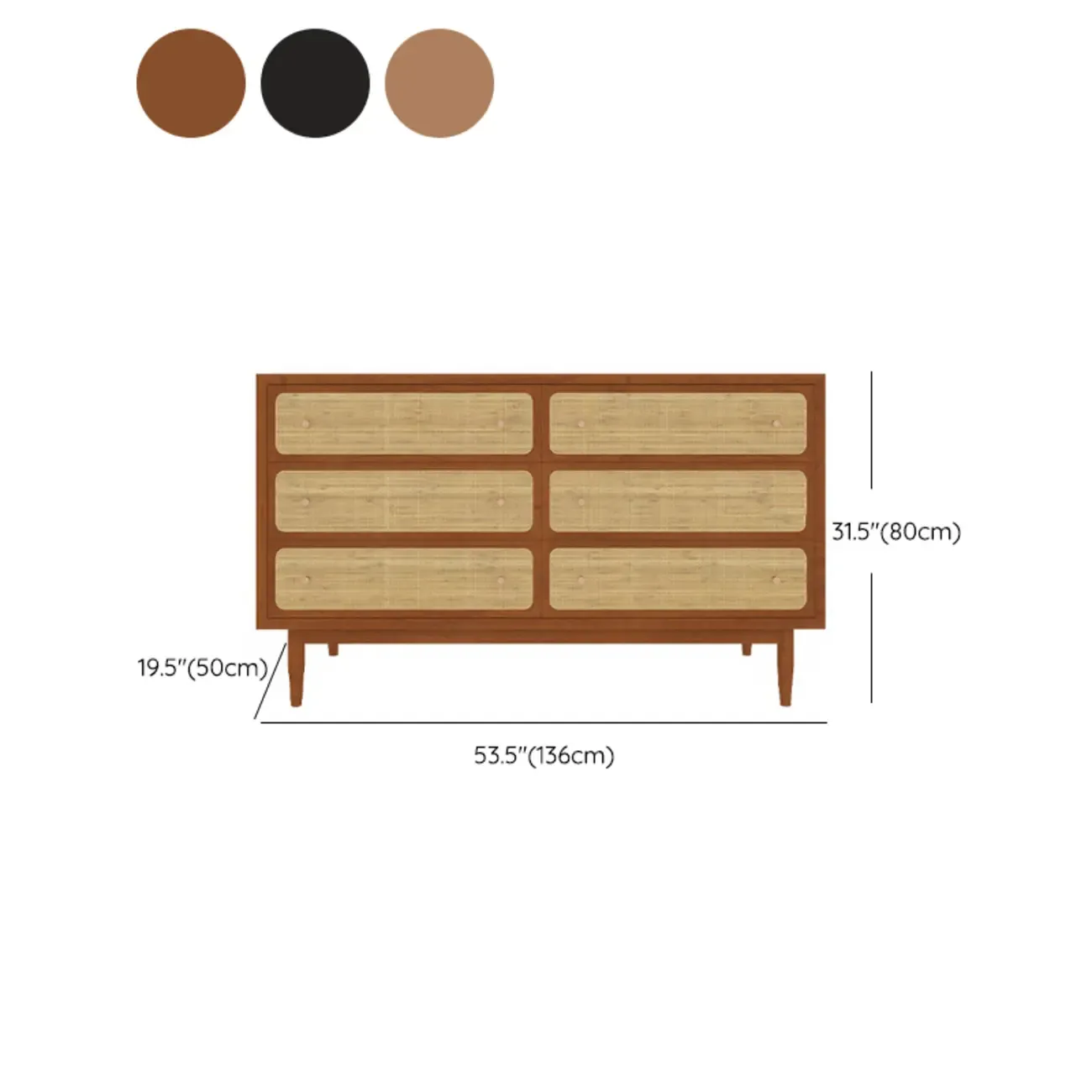 Tropical Wooden Dresser with Drawers and Gold Handles for Home #size