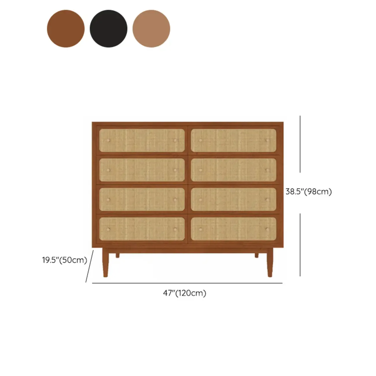 Tropical Wooden Dresser with Drawers and Gold Handles for Home Image - 20