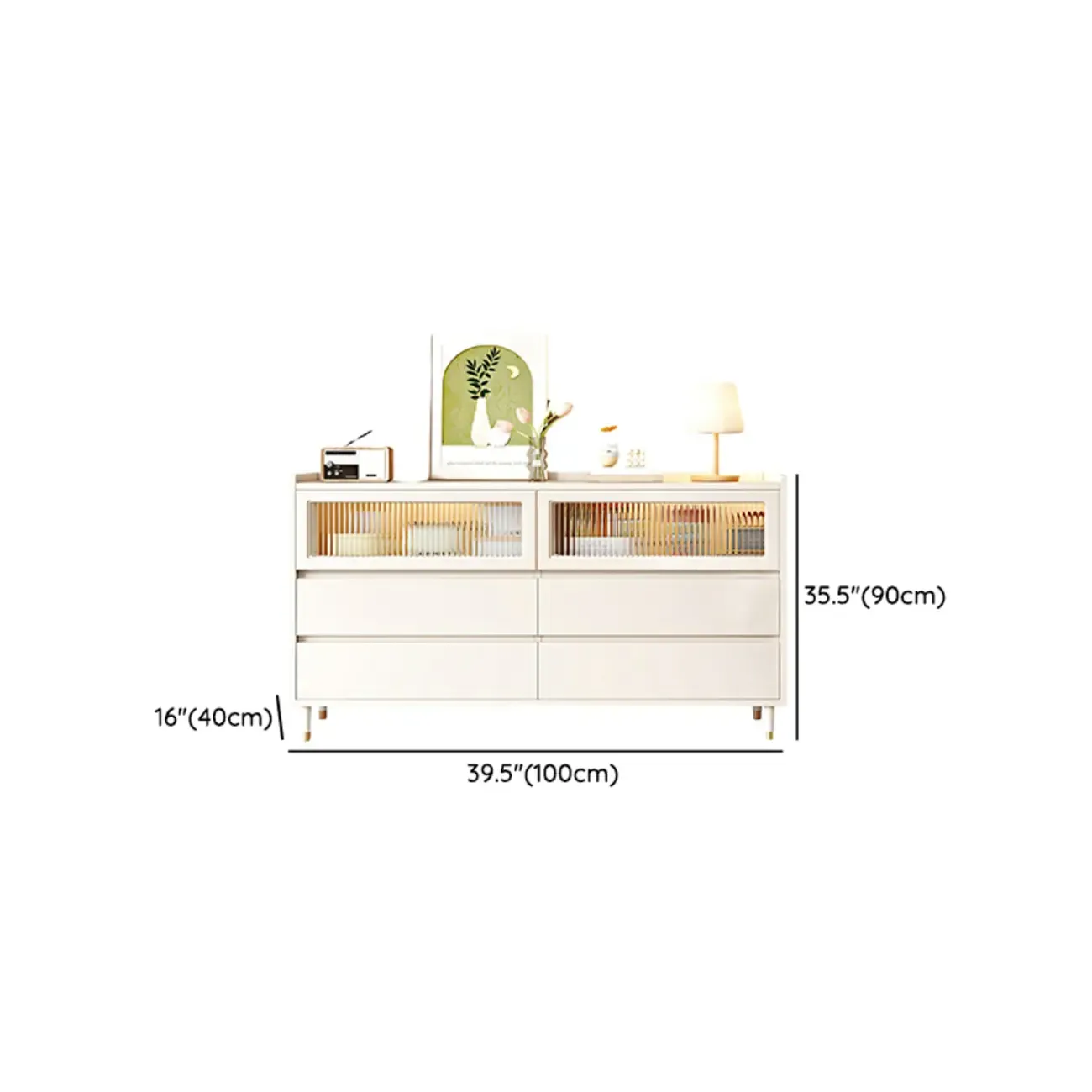 Elegant Pine Wooden Double Dresser with 6-Drawers for Bedroom Image - 11