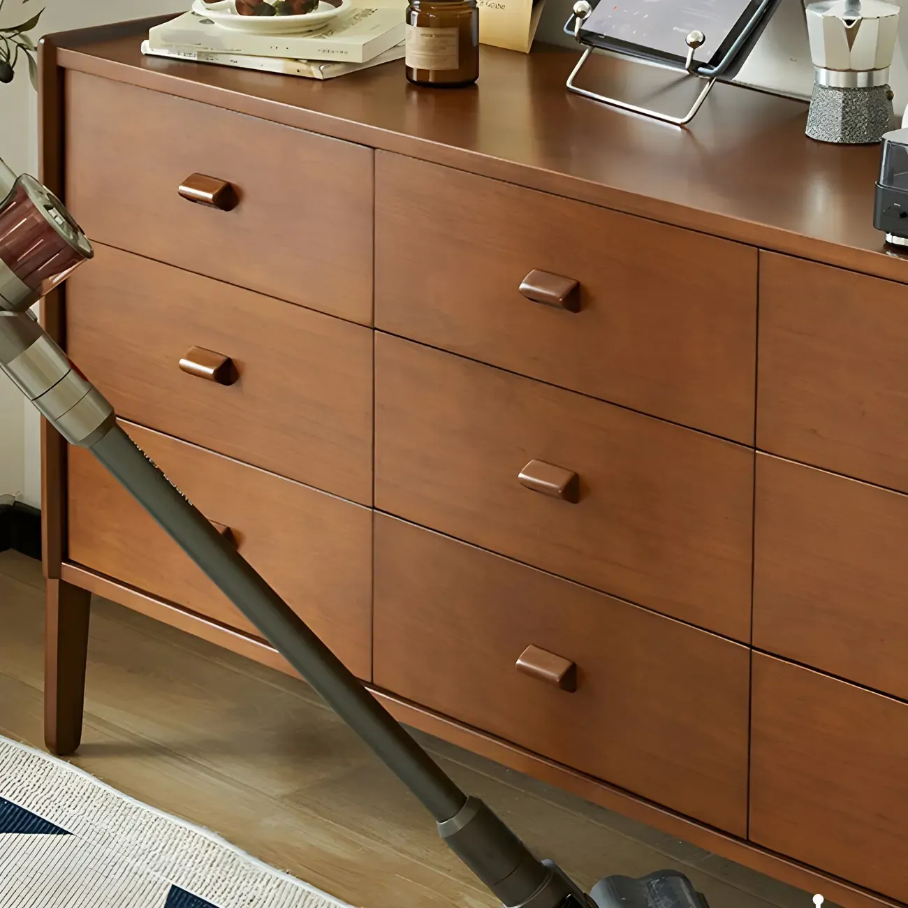 Traditional Brown Wooden Dresser with Self-Close Drawers Image - 10