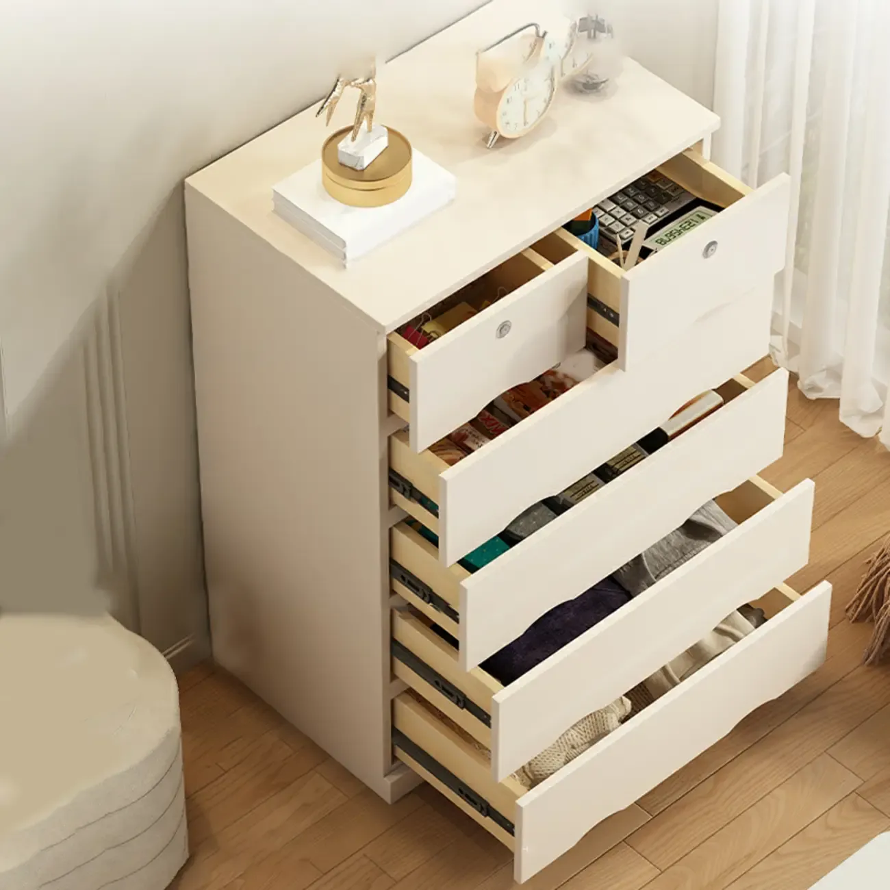 Classic White Wooden Dresser with Silent Drawers for Bedroom Image - 3