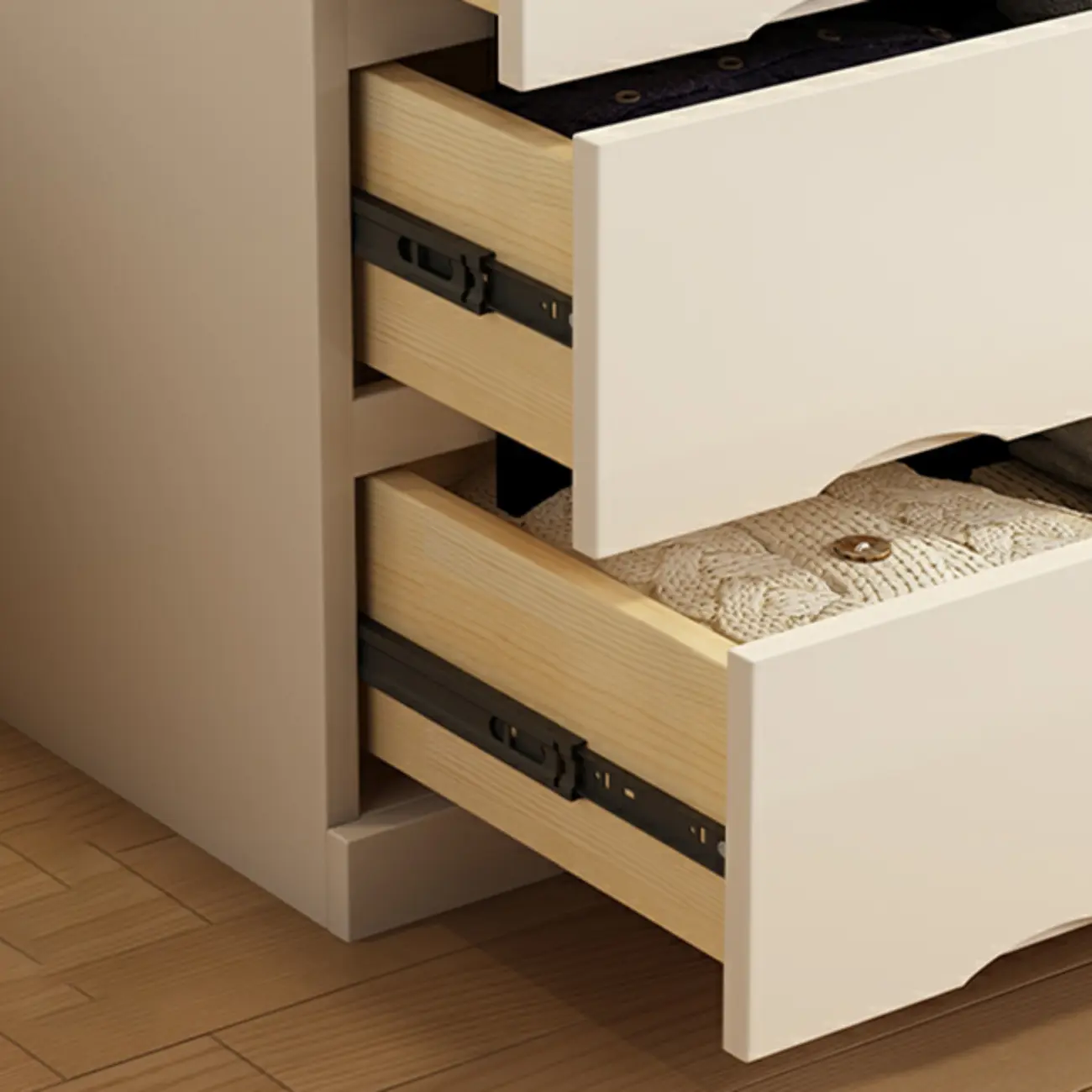 Classic White Wooden Dresser with Silent Drawers for Bedroom Image - 6 | homeyfad