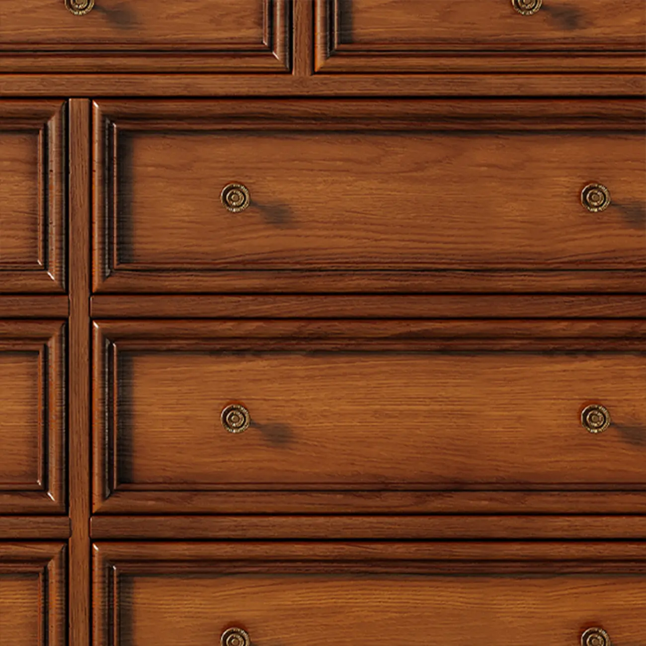 Vintage Brown Wooden Double Dresser with 9-Drawers for Bedroom Image - 10 | homeyfad