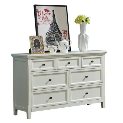 Contemporary White Wooden Double Dresser for Bedroom Use Image - 7