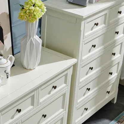 Contemporary White Wooden Double Dresser for Bedroom Use Image - 8