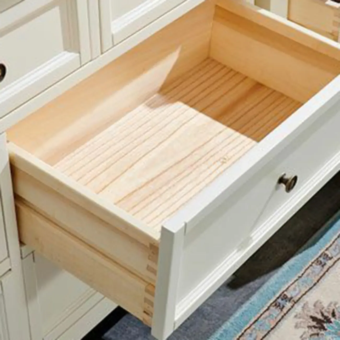 Contemporary White Wooden Double Dresser for Bedroom Use Image - 11