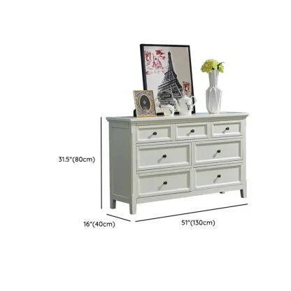 Contemporary White Wooden Double Dresser for Bedroom Use #size