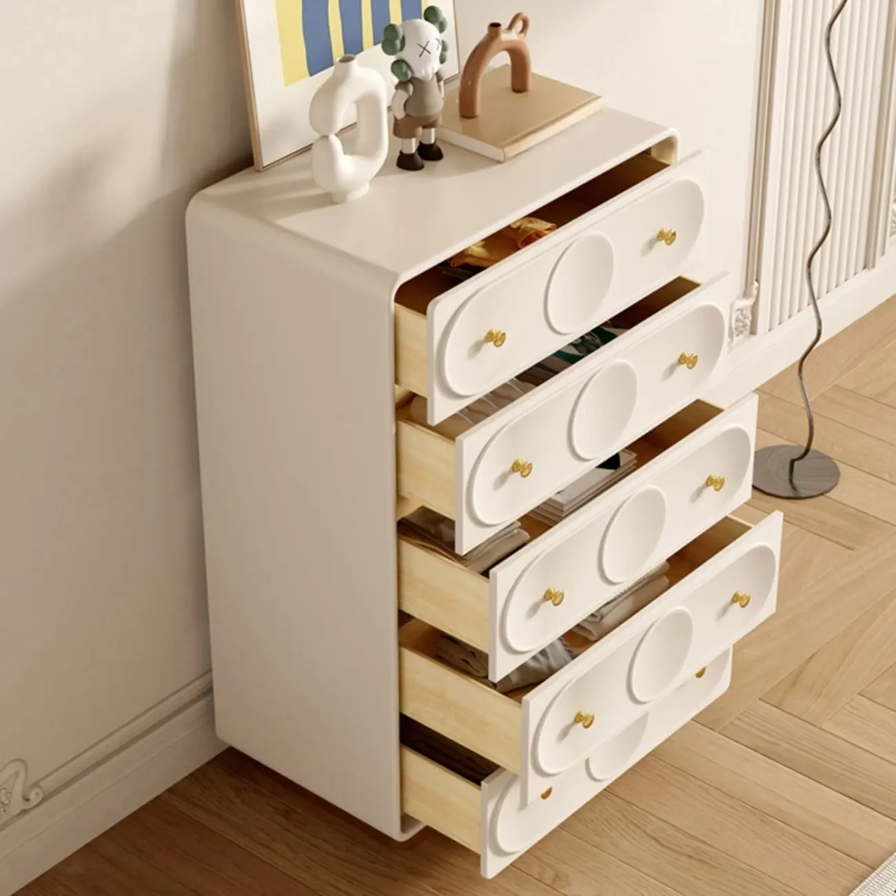 Modern White Wooden Bachelor Chest with Drawers for Bedroom Image - 8 | homeyfad