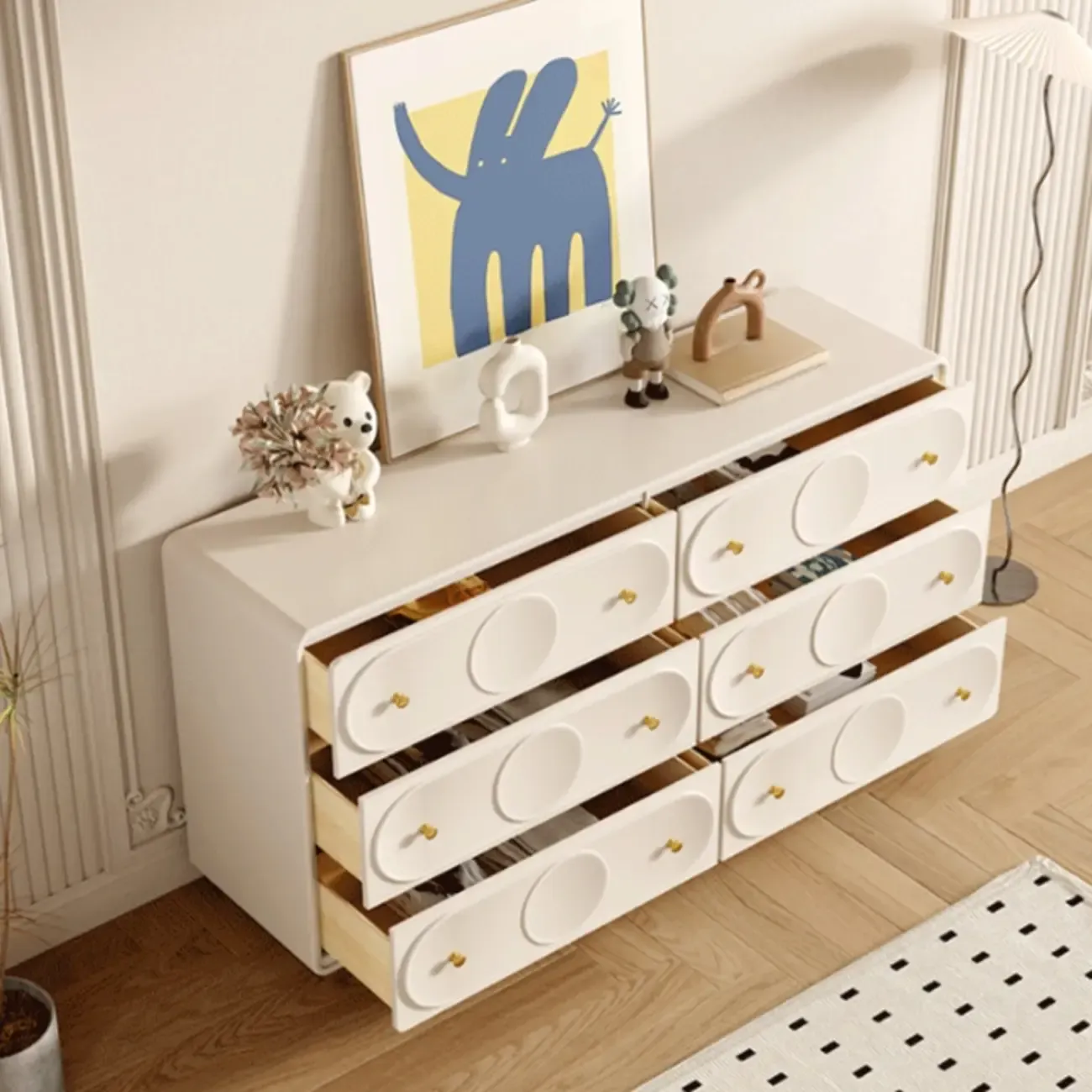 Modern White Wooden Bachelor Chest with Drawers for Bedroom Image - 14