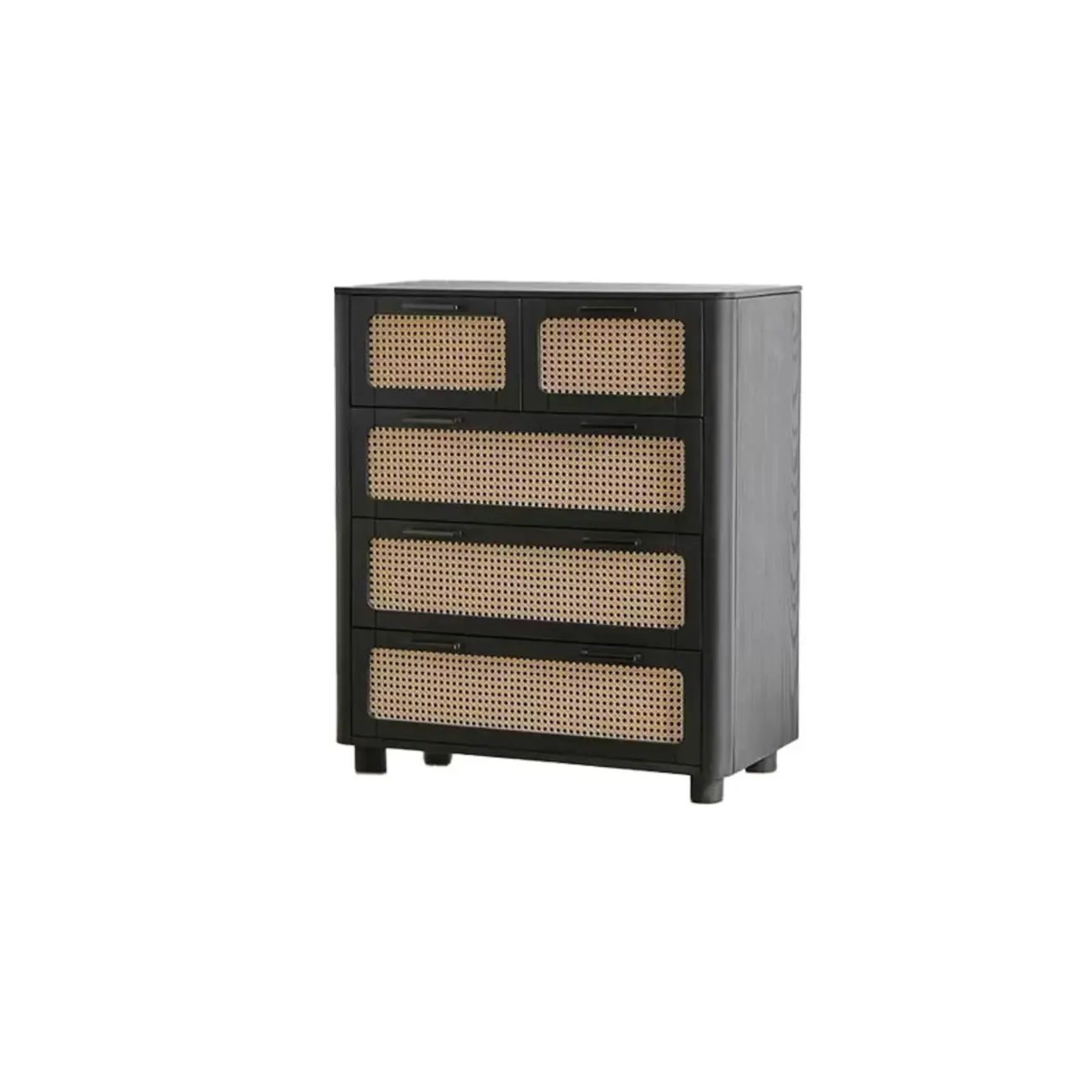 Modern Black Wooden Dresser with Mirror Vanity for Restroom Image - 3