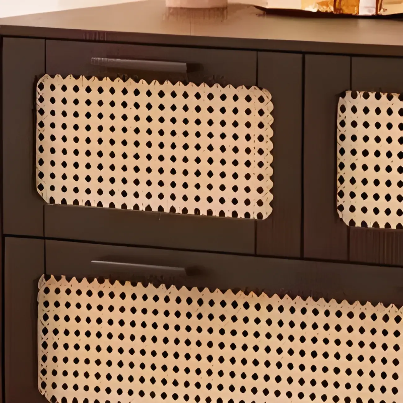 Modern Black Wooden Dresser with Mirror Vanity for Restroom Image - 12