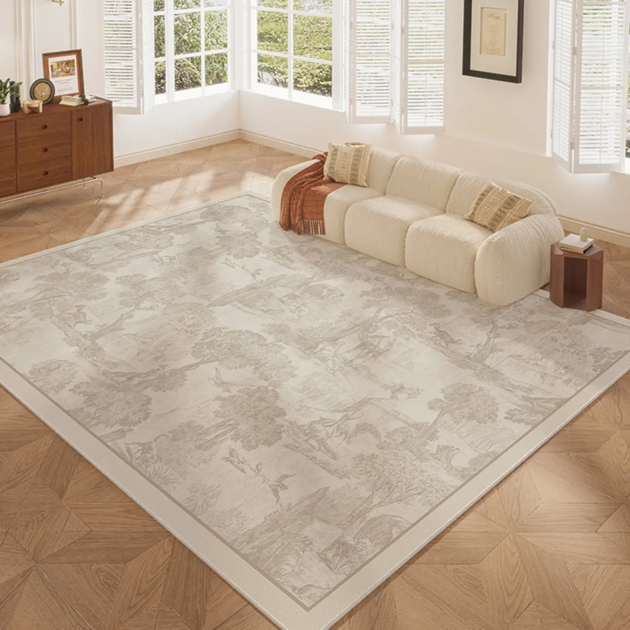 Modern Polyester Floral Rectangle Area Rug Image - 2 | homeyfad