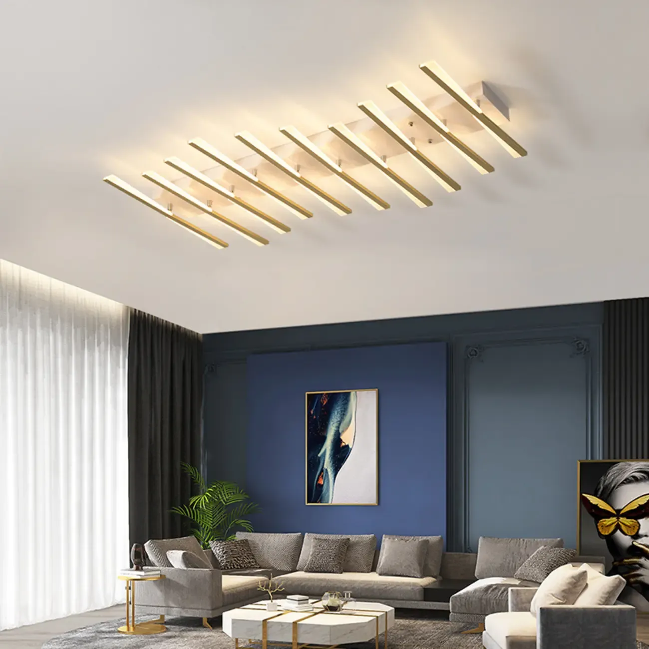 Modern Linear Semi Flush Ceiling Light for Residential Use | HomeyFad