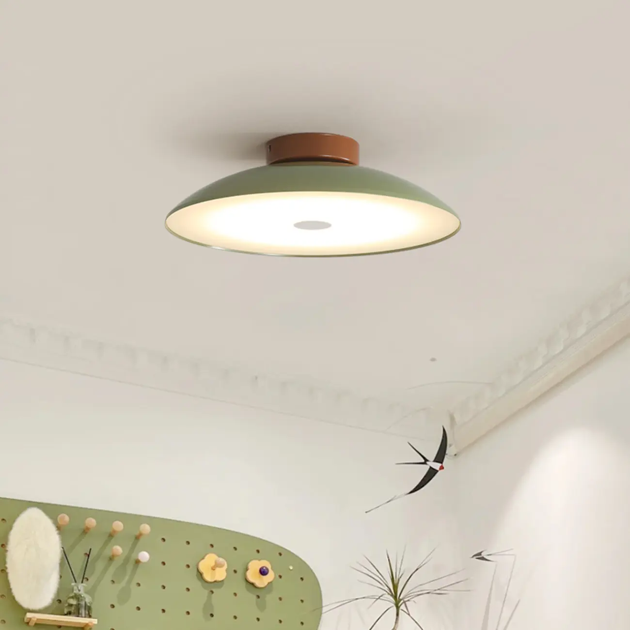 Small Geometric Semi Flush Ceiling Light with Plastic Shade Image - 1 | homeyfad