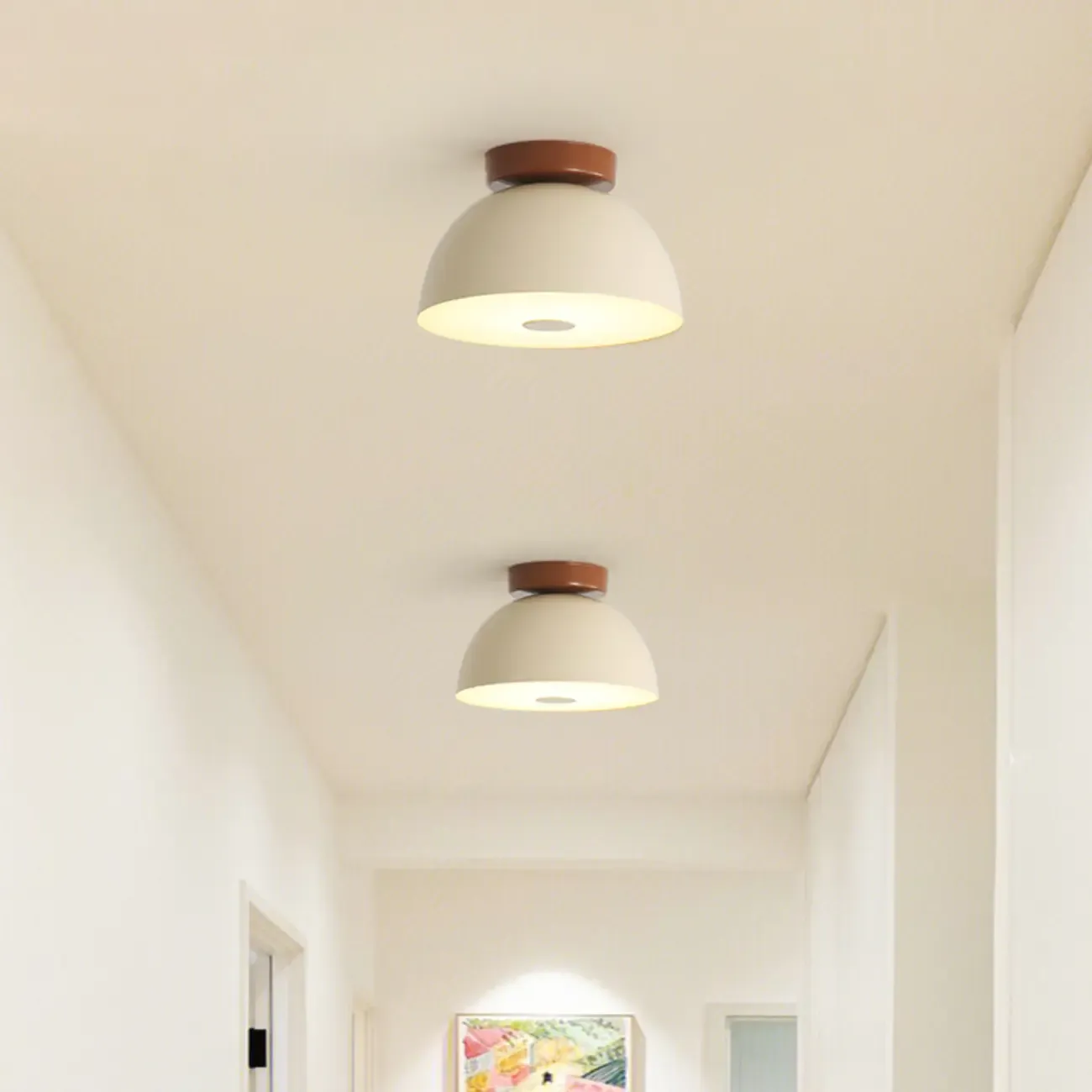 Small Geometric Semi Flush Ceiling Light with Plastic Shade Image - 4