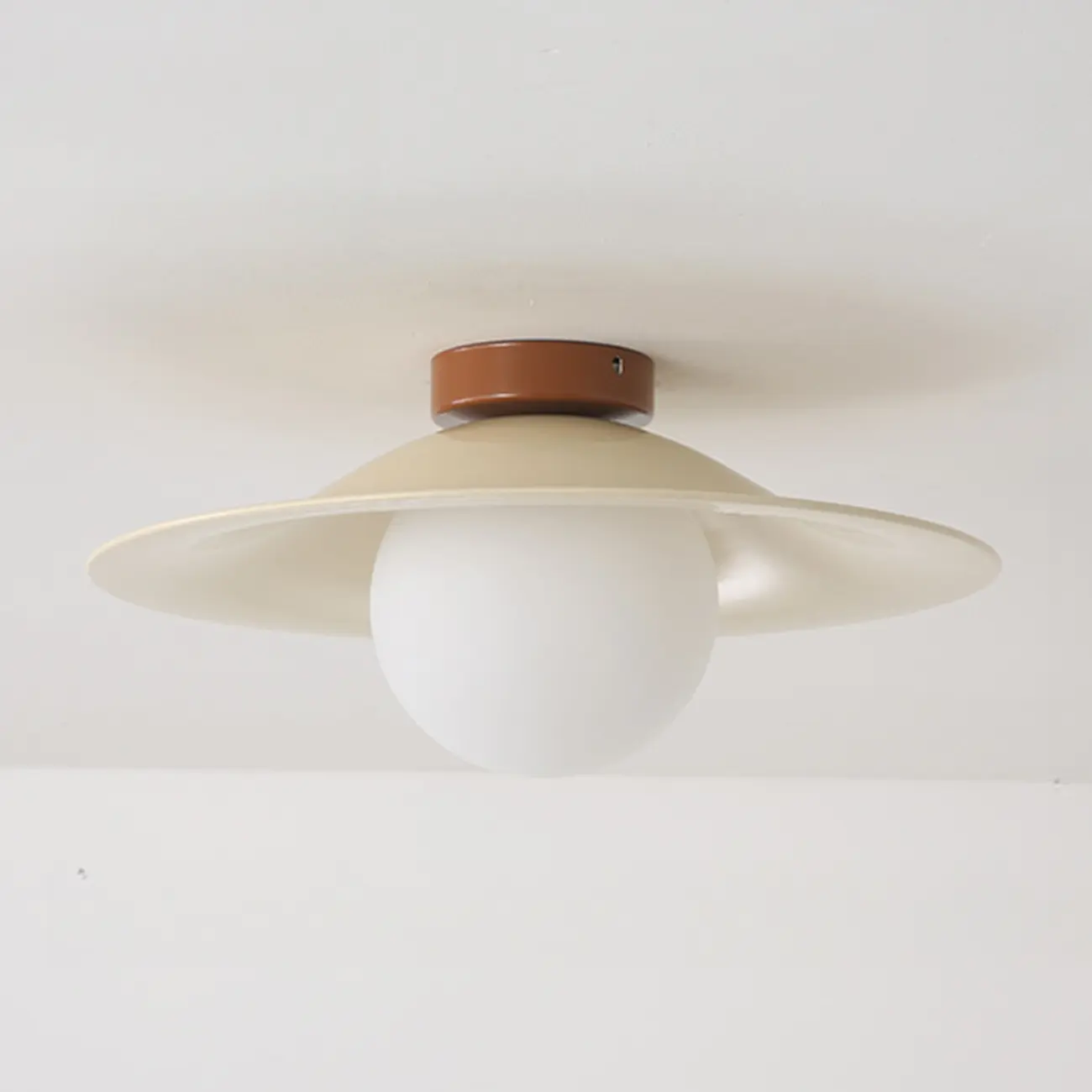 Small Geometric Semi Flush Ceiling Light with Plastic Shade Image - 8 | homeyfad