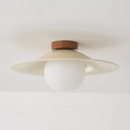 Small Geometric Semi Flush Ceiling Light with Plastic Shade Image - 8